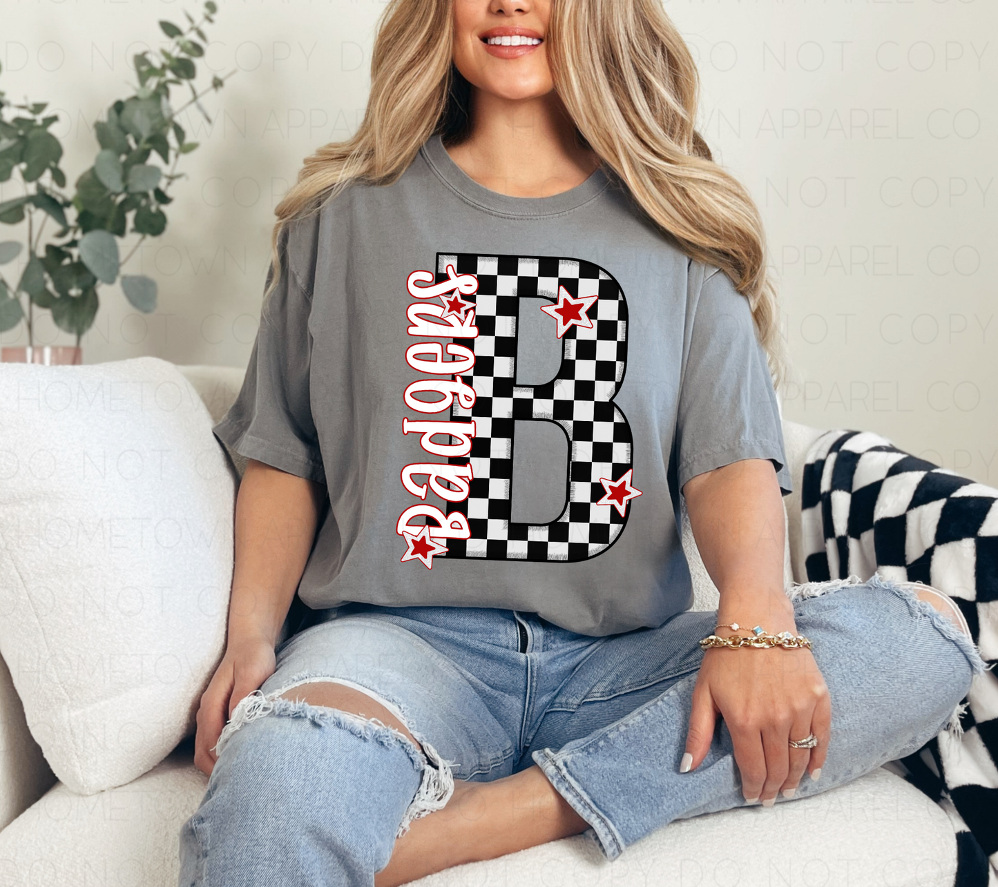 Checkered B-Badgers-Short Sleeve Tee