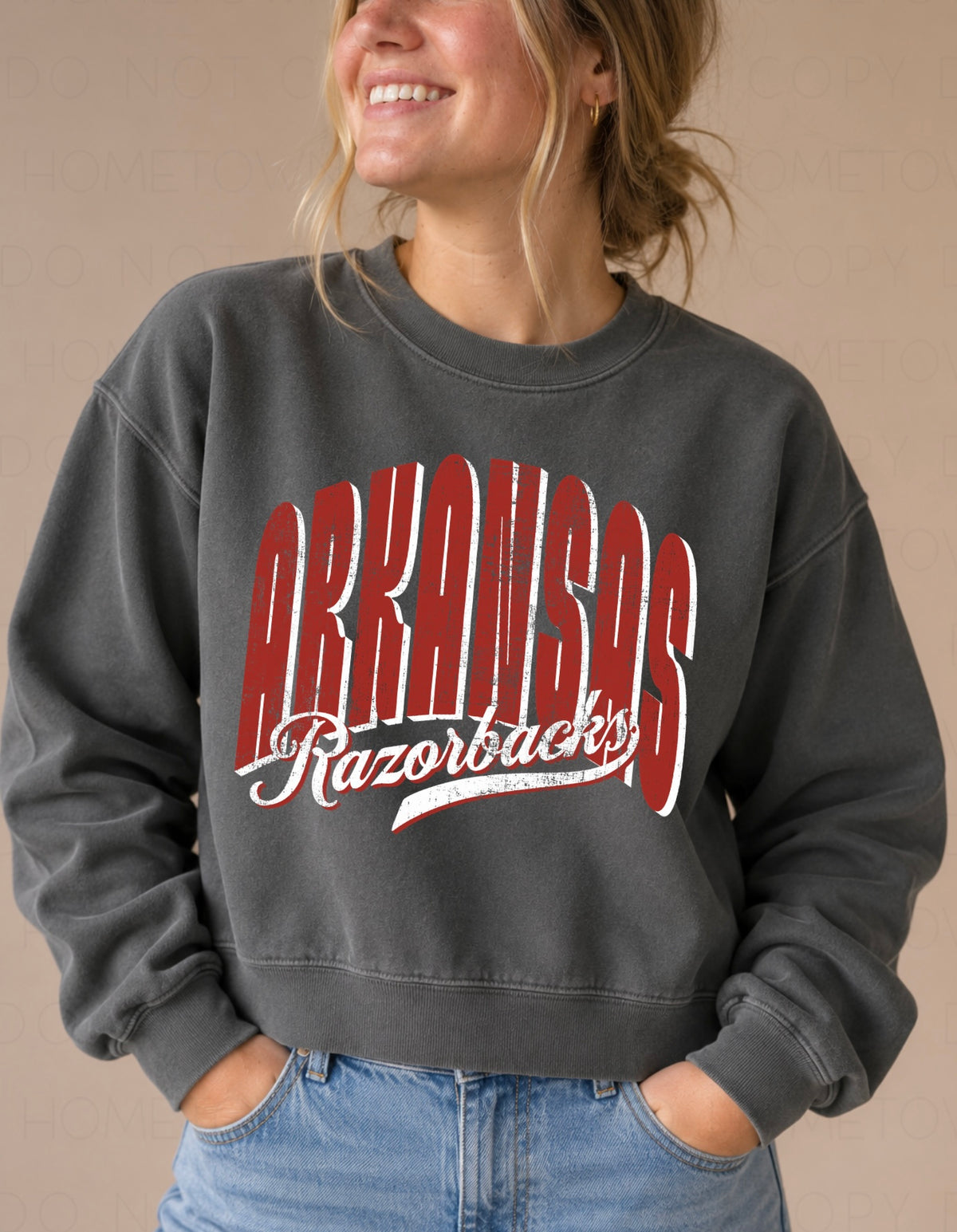 Vintage Arkansas Razorbacks Cropped Sweatshirt
