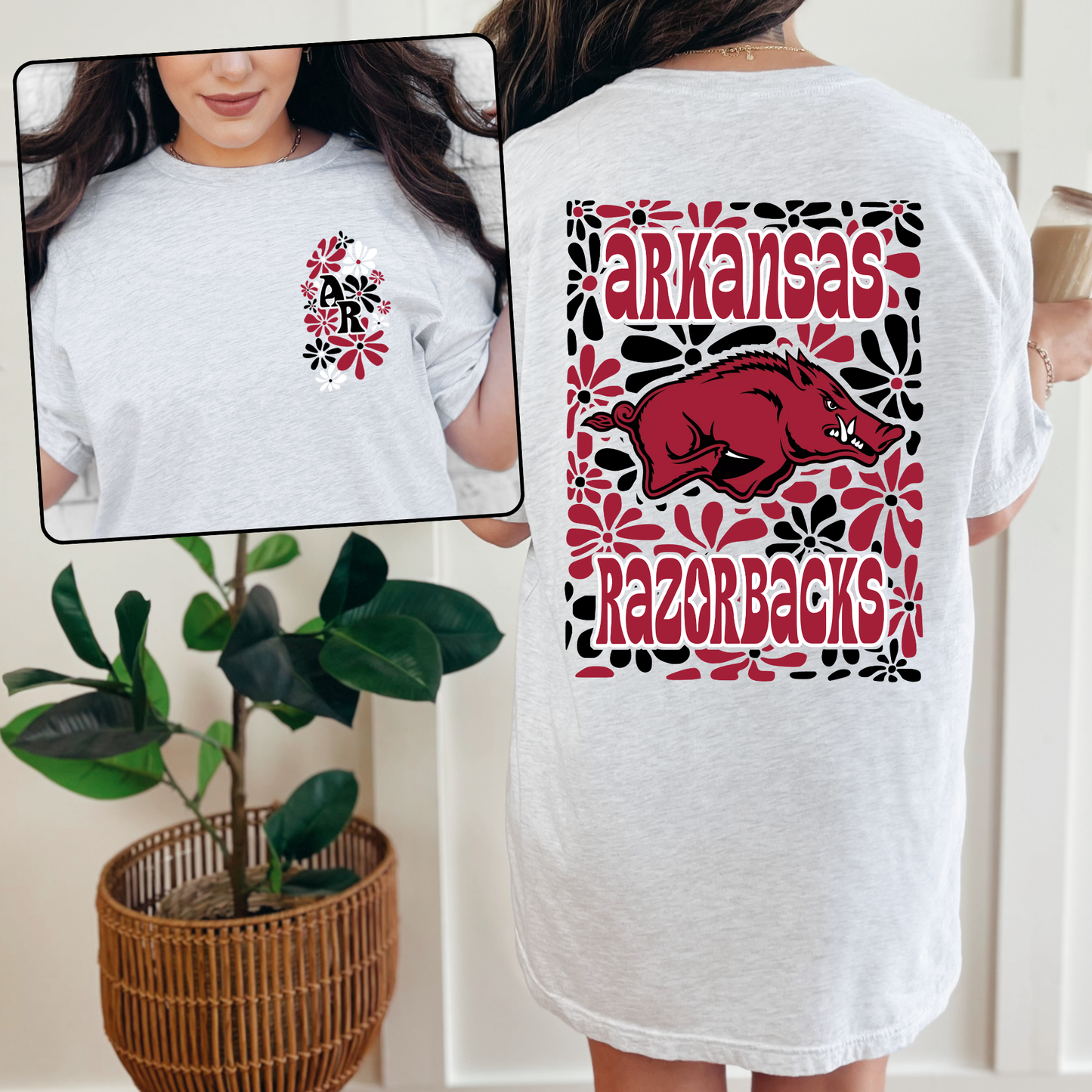 Floral Arkansas Razorbacks Tee