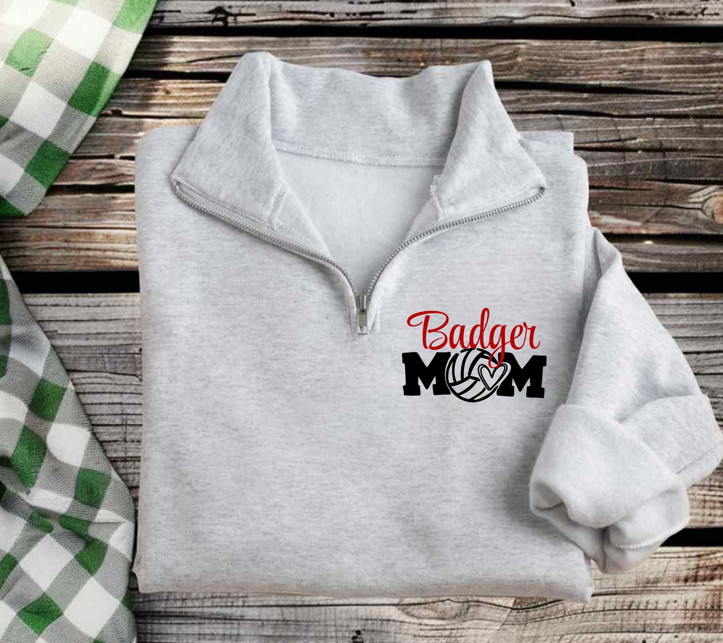 Badger Mom Volleyball Quarter Zip