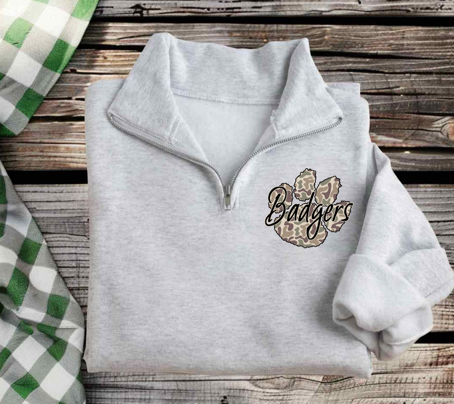 Camo Badger Paw Quarter Zip