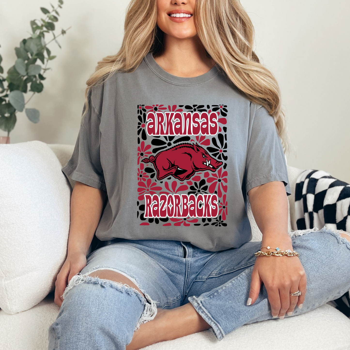 Floral Arkansas Razorbacks Tee