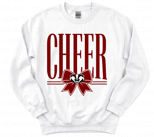 CHEER BOW WITH BADGER HEAD