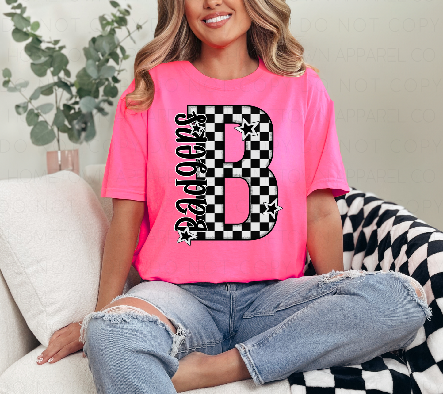 Checkered B-Badgers-Short Sleeve Tee
