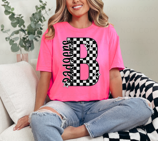 Checkered B-Badgers-Short Sleeve Tee