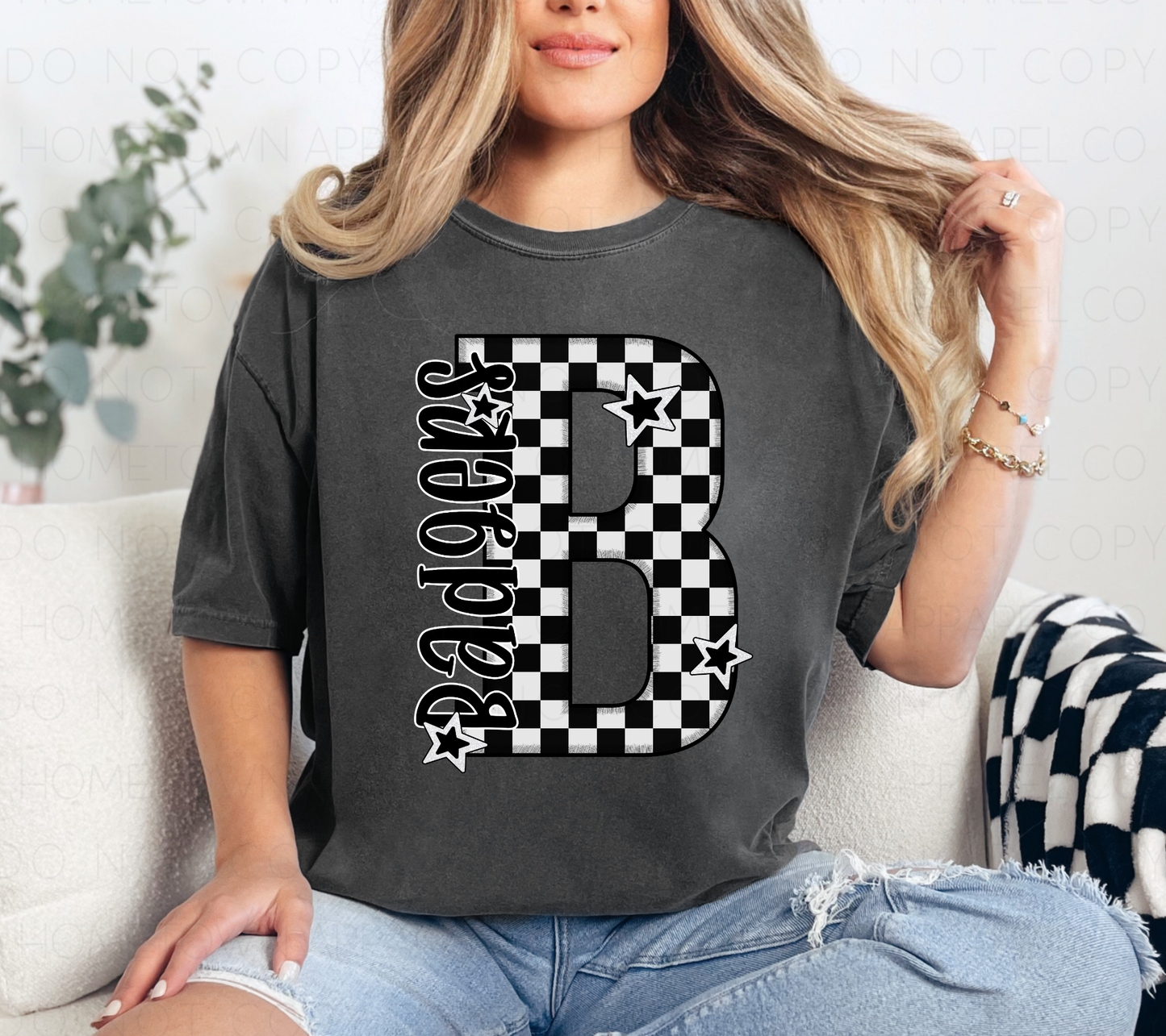 Checkered B-Badgers-Short Sleeve Tee
