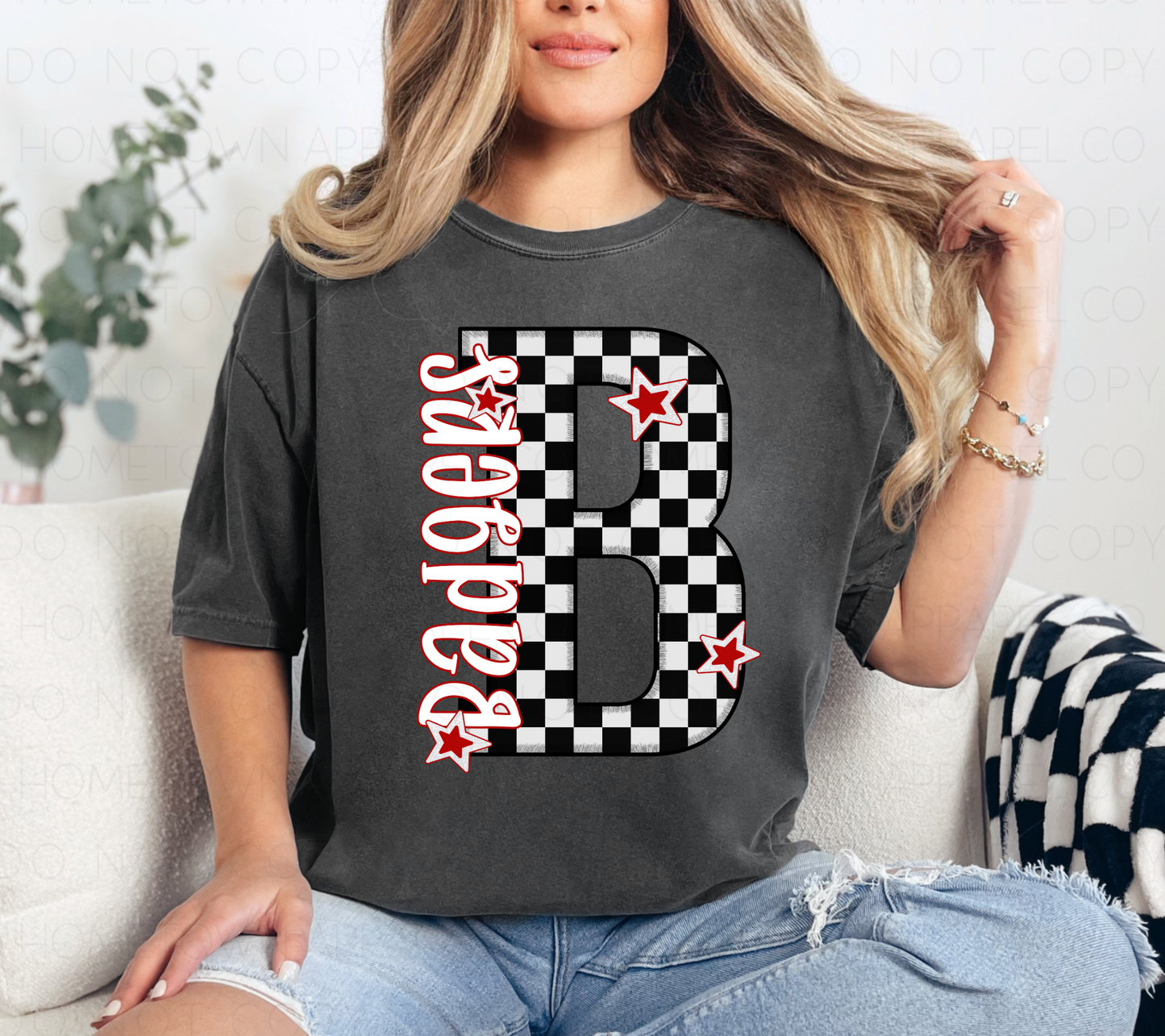 Checkered B-Badgers-Short Sleeve Tee