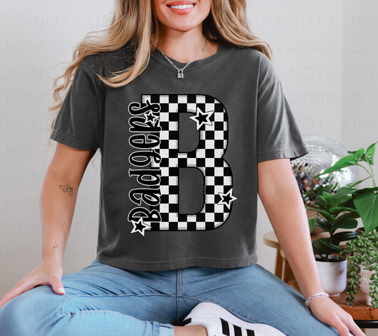 Checkered B-Badgers Boxy Tee