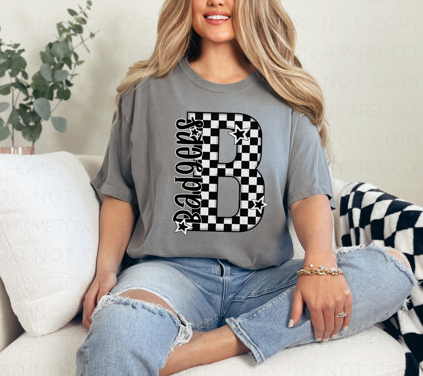 Checkered B-Badgers-Short Sleeve Tee