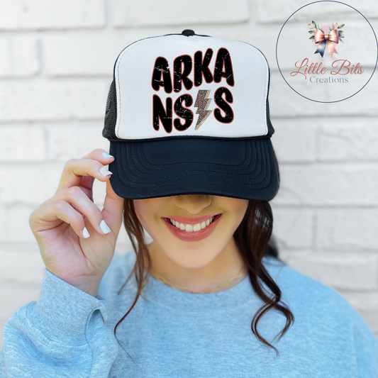 Arkansas Lightening Bolt Trucker Hat