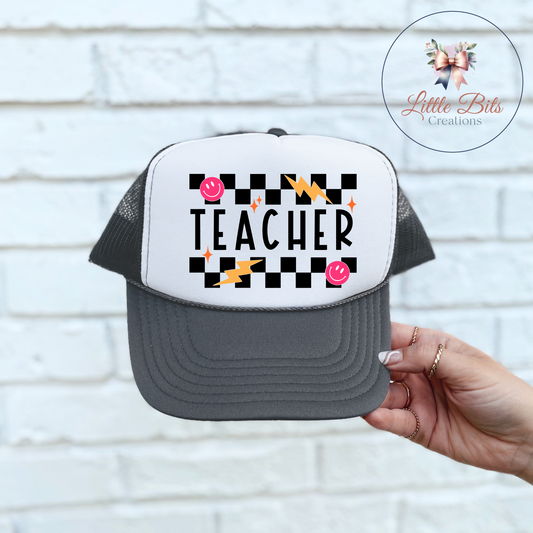 Teacher Checkered Trucker Hat