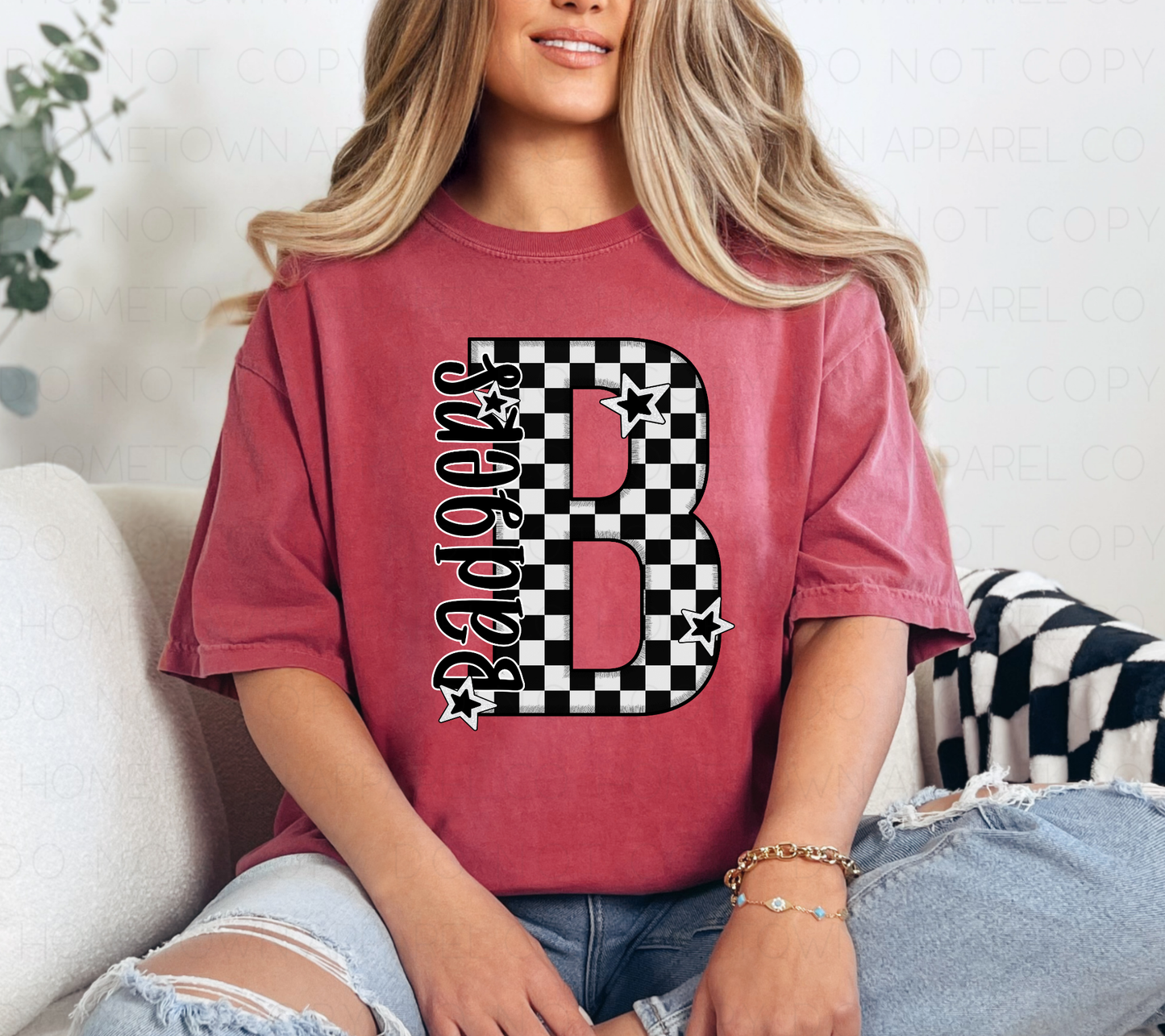 Checkered B-Badgers-Short Sleeve Tee