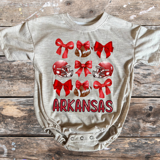 Arkansas Coquette Bow Bubble Romper