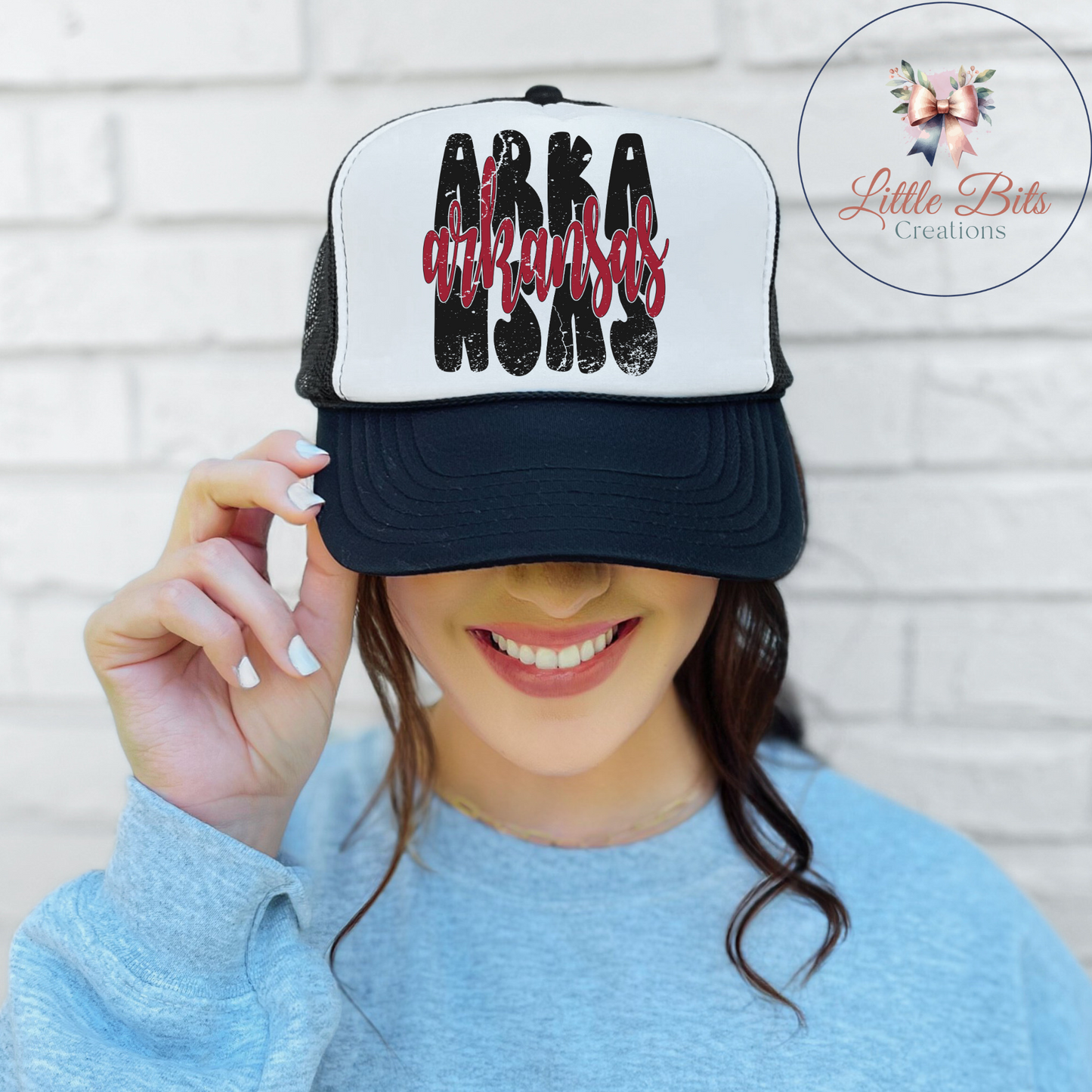 Arkansas Real Wavy Font Trucker Hat