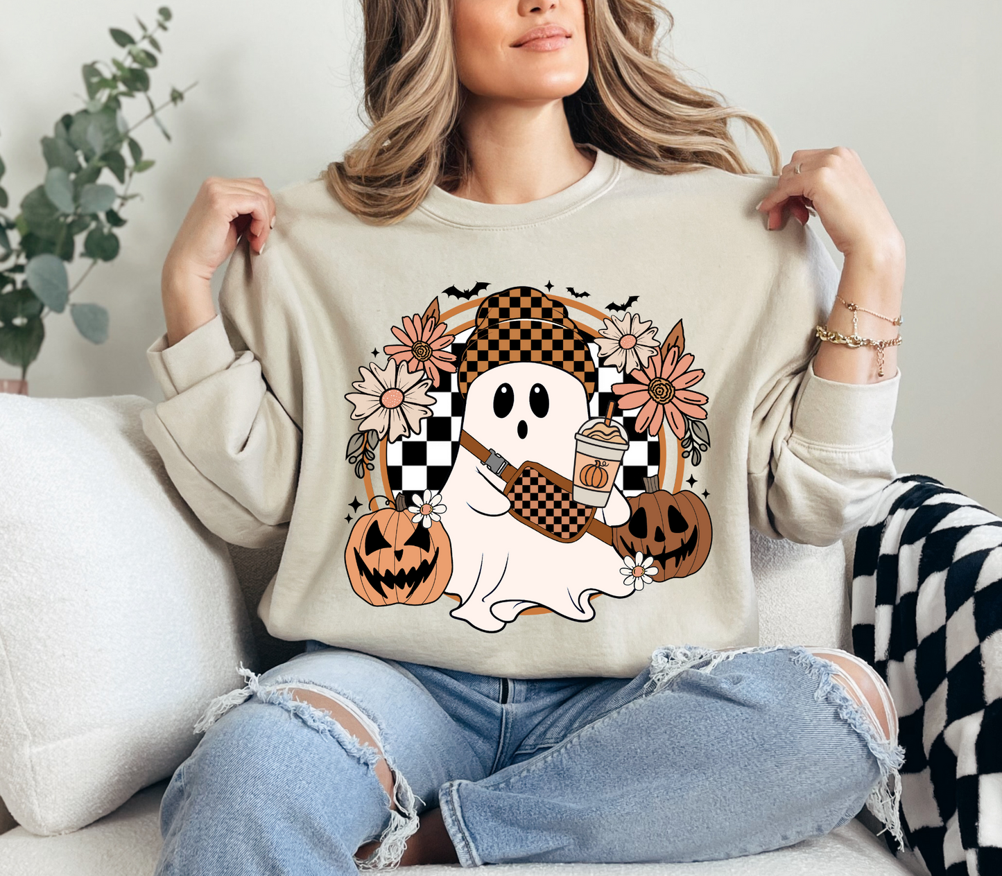 Boo-Jee Halloween Ghost-Crewneck Sweatshirt