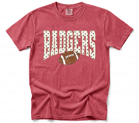 Badgers Polka Dot w/Football-Comfort Colors