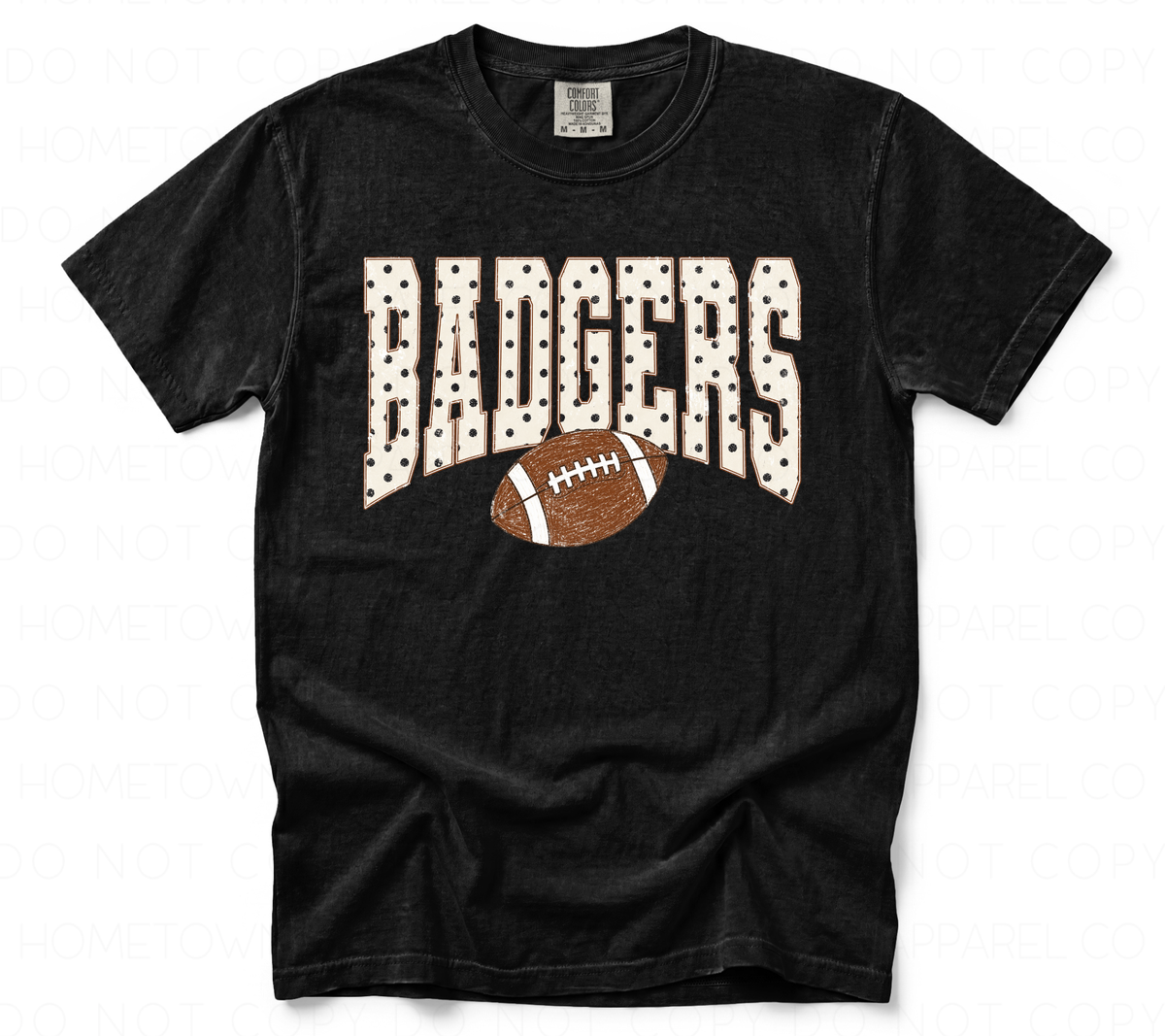 Badgers Polka Dot w/Football-Comfort Colors