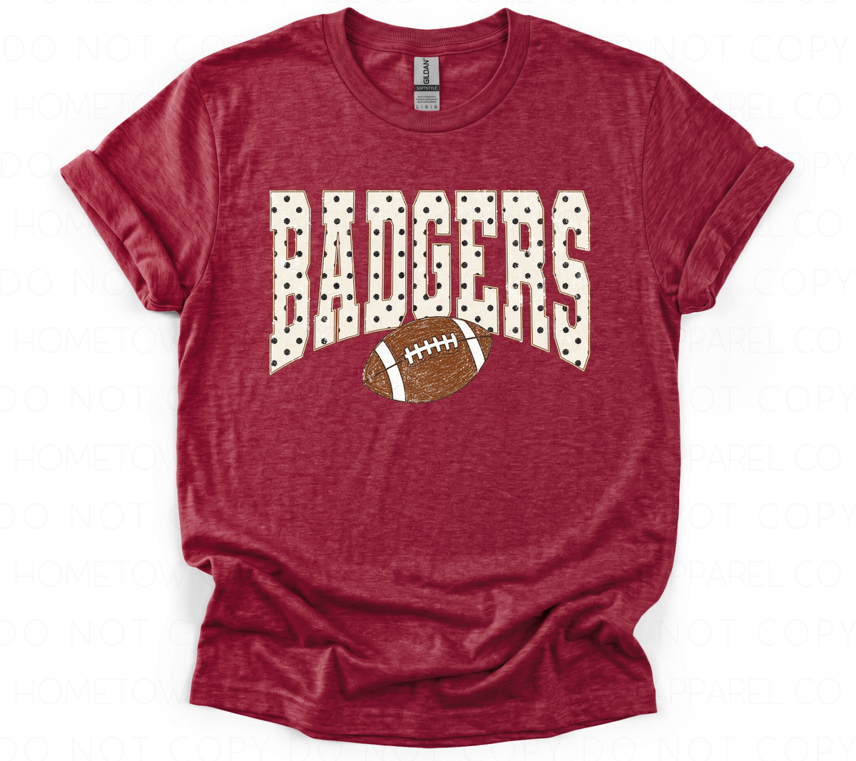 Badgers Polka Dot w/Football-Gildan Softstyle