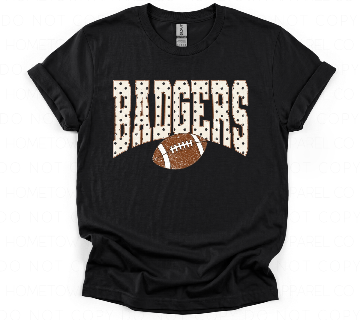 Badgers Polka Dot w/Football-Gildan Softstyle
