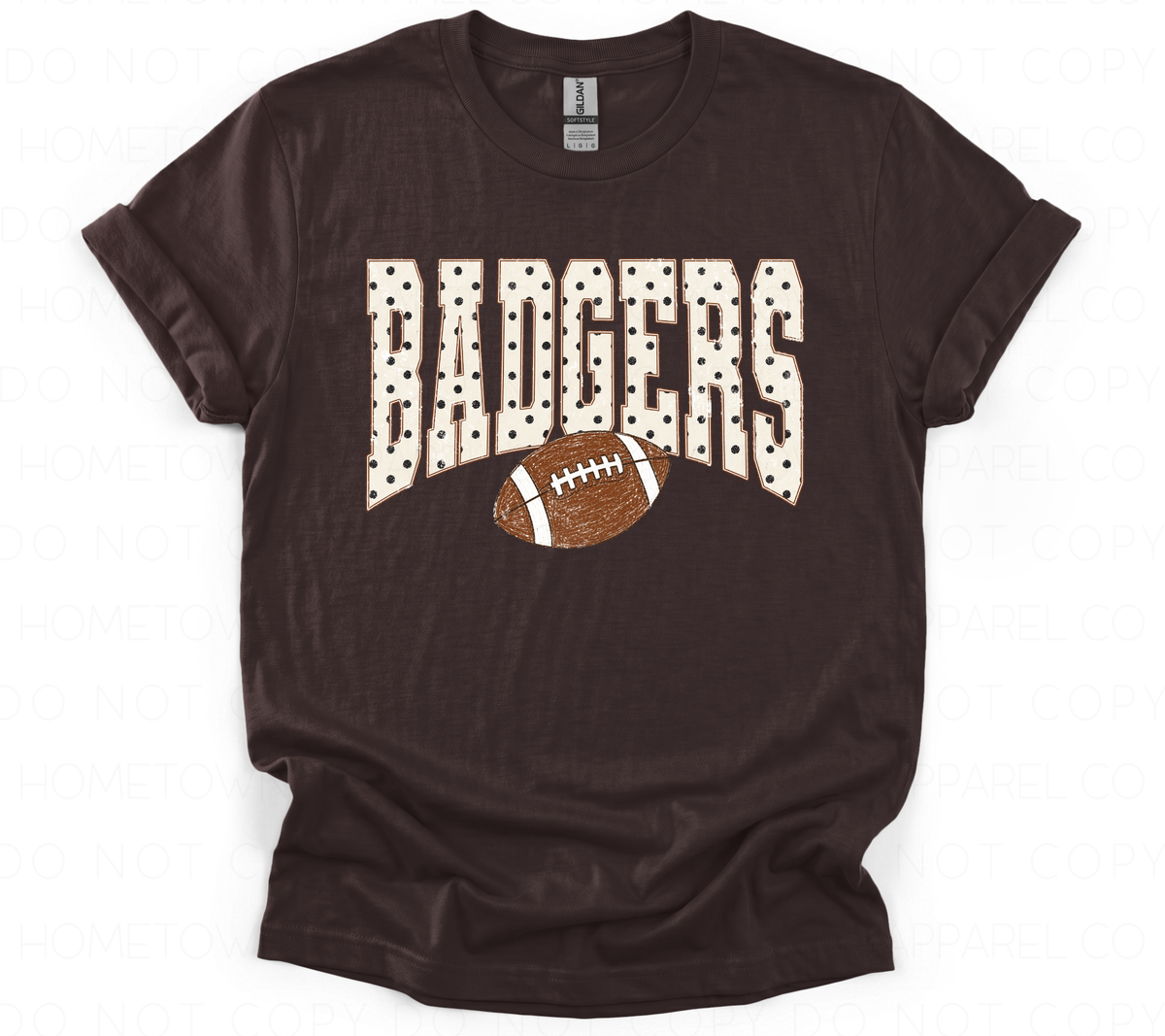 Badgers Polka Dot w/Football-Gildan Softstyle