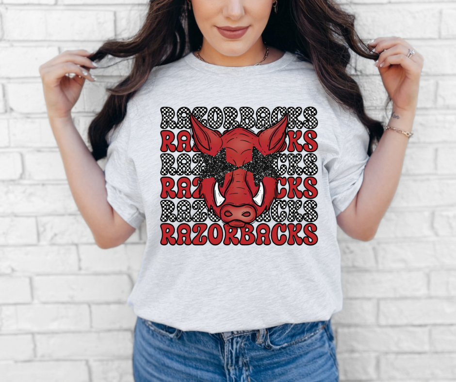 Razorbacks Checkered w/glitter