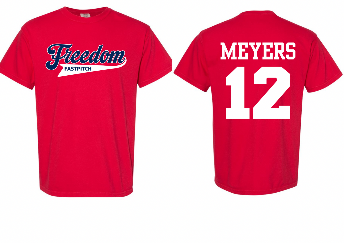 Freedom Fastpitch Comfort Colors Tee Name + Number