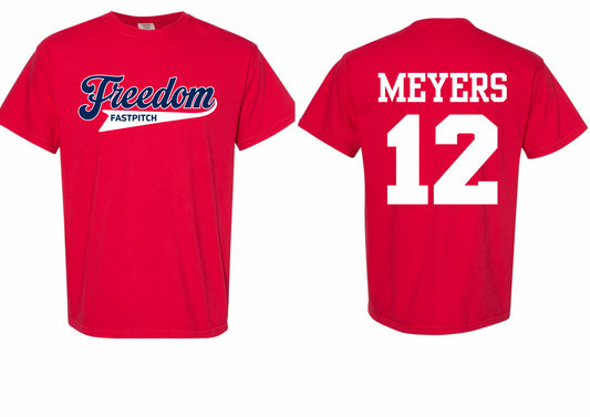 Freedom Fastpitch Comfort Colors Tee Name + Number