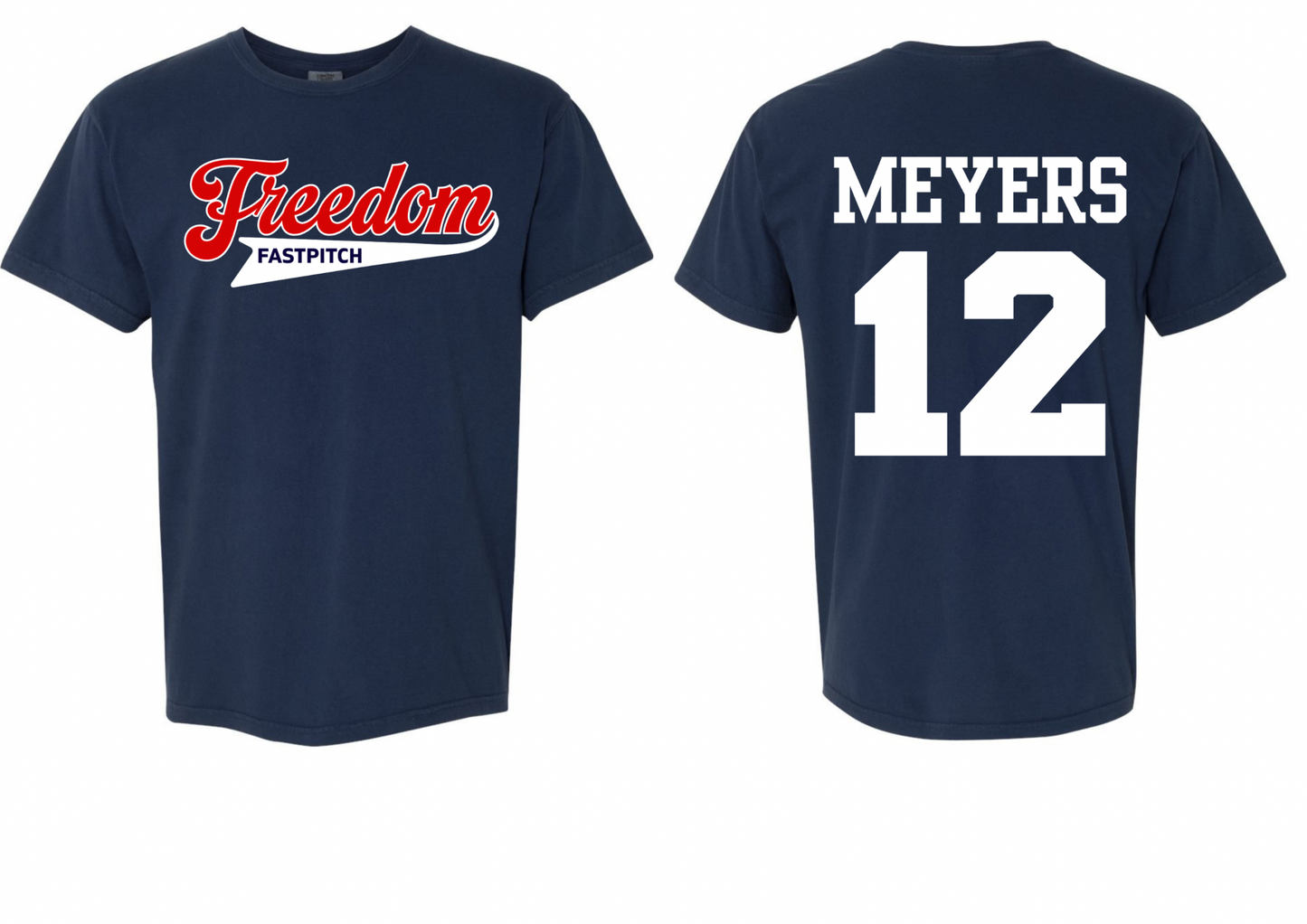 Freedom Fastpitch Comfort Colors Tee Name + Number