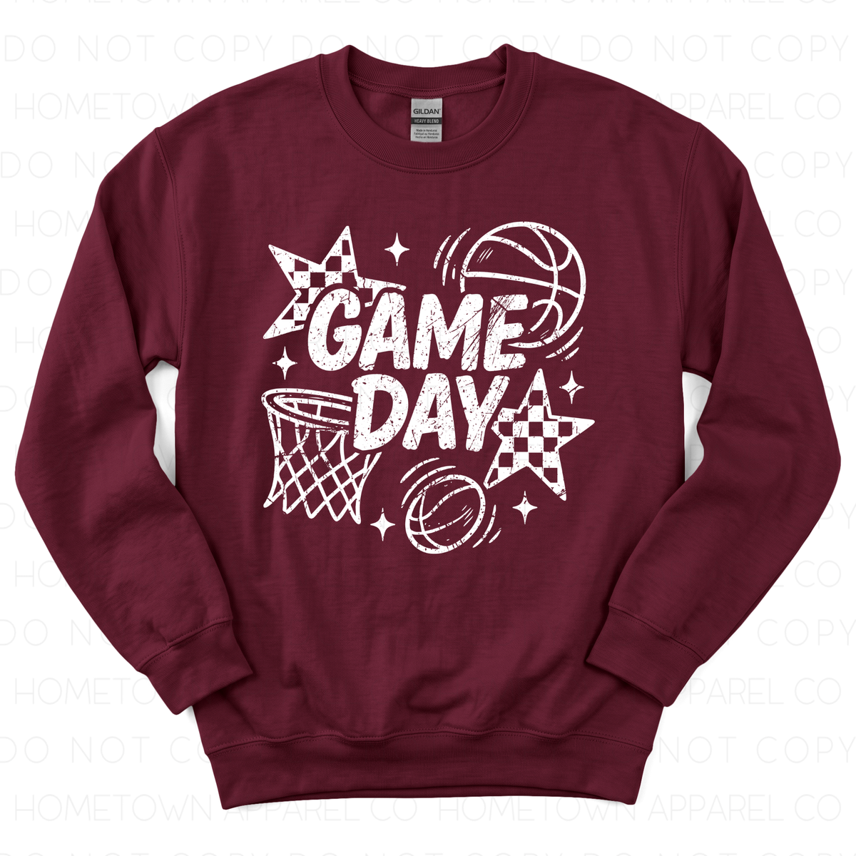 Retro Checkered Basketball Game Day- Sweatshirt