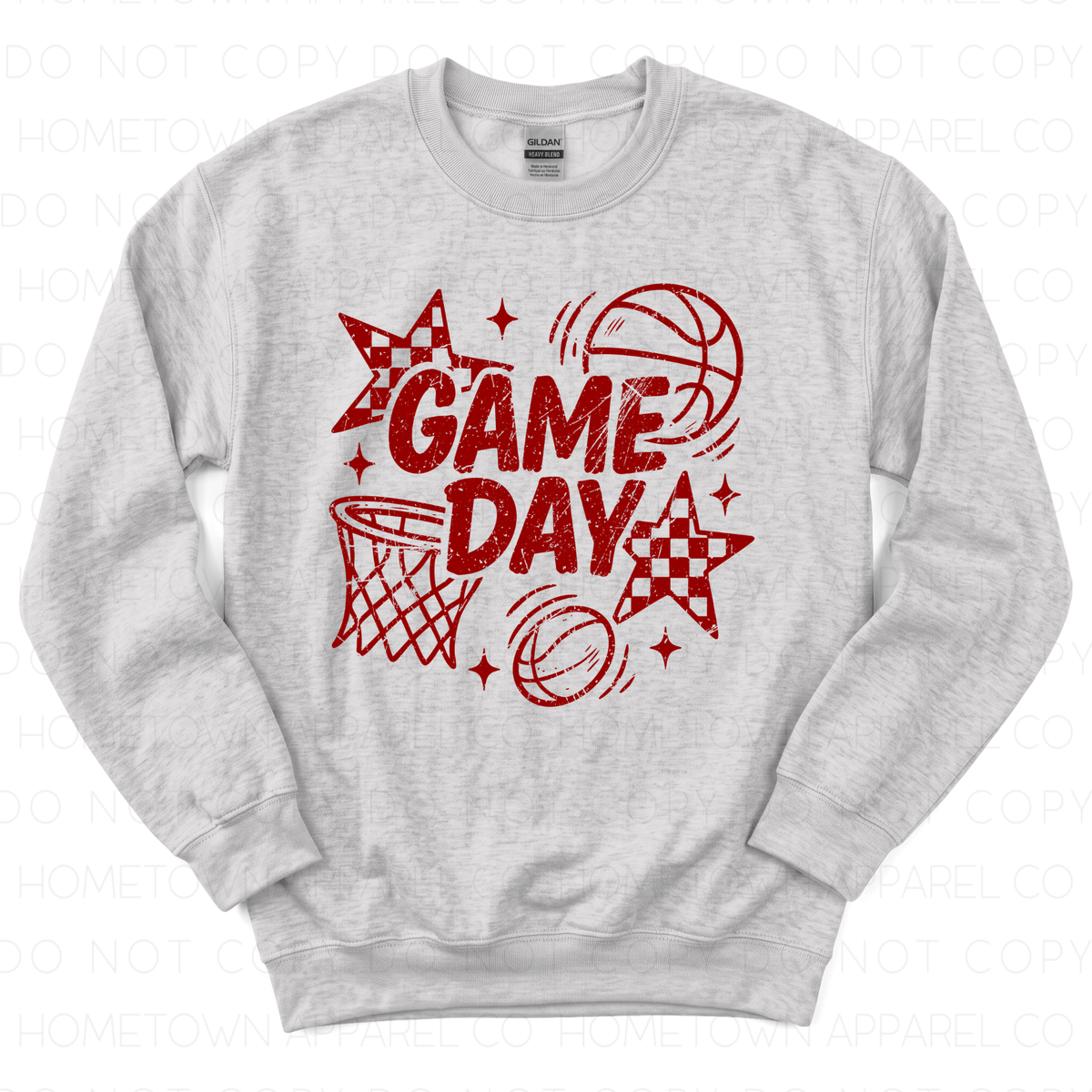 Retro Checkered Basketball Game Day- Sweatshirt