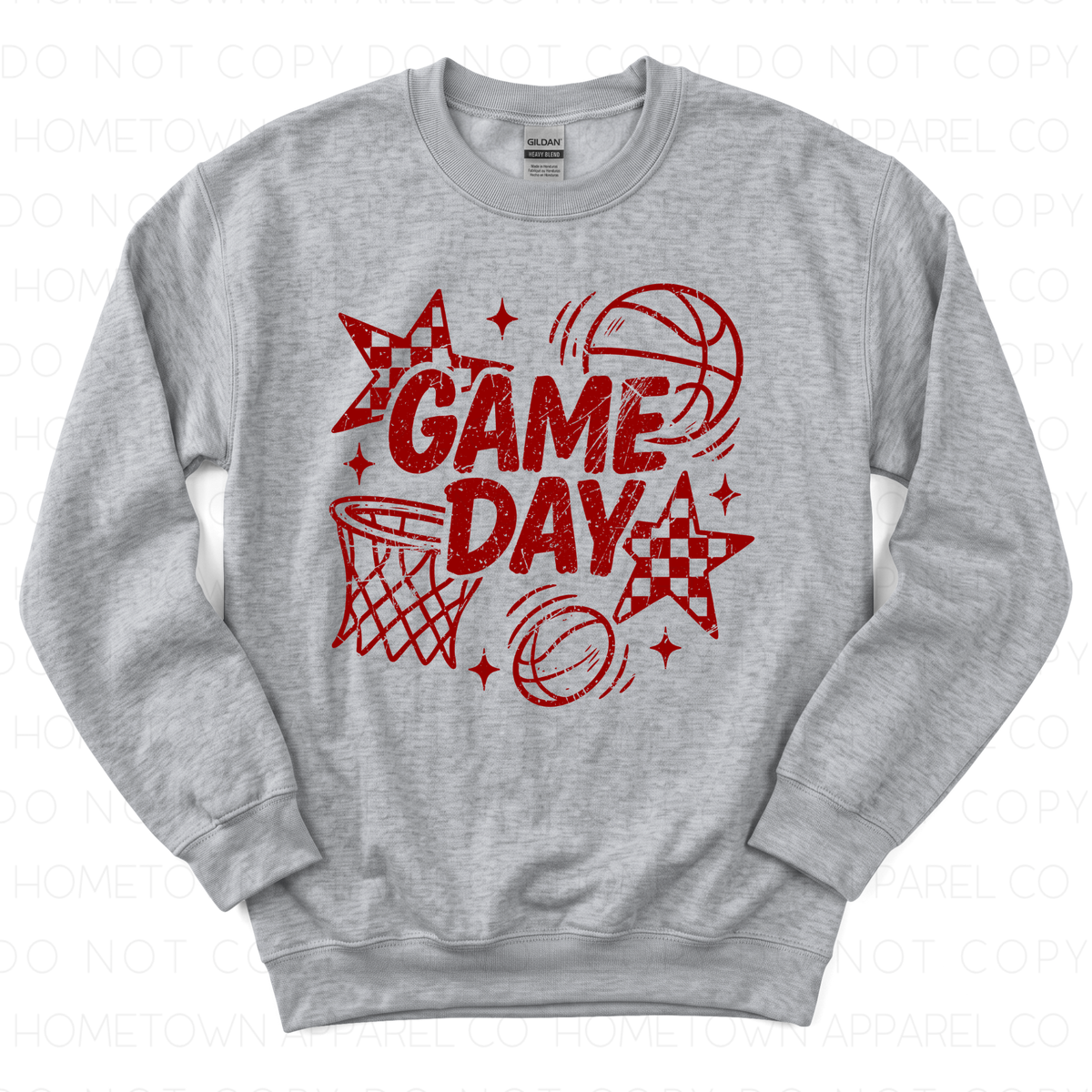 Retro Checkered Basketball Game Day- Sweatshirt