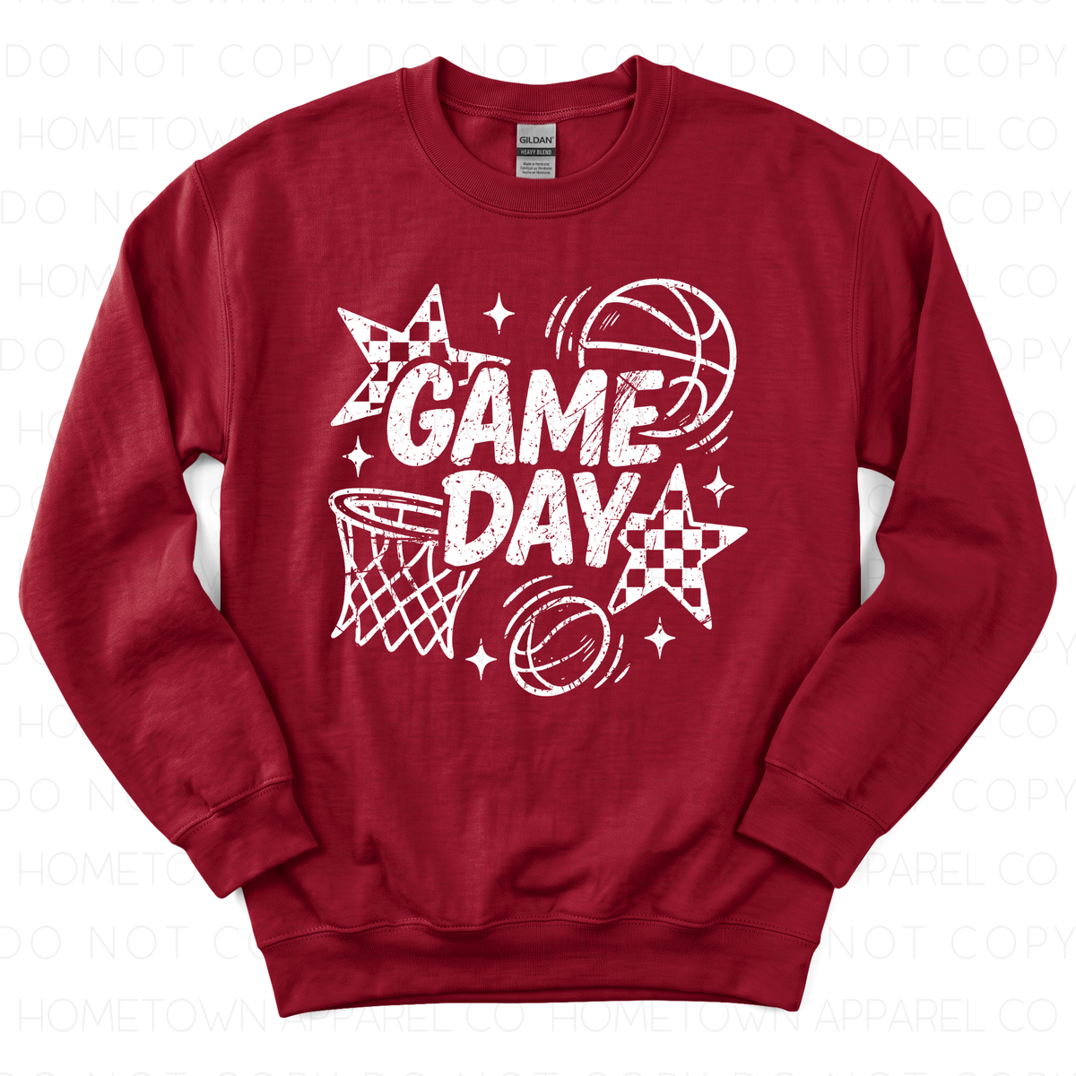Retro Checkered Basketball Game Day- Sweatshirt