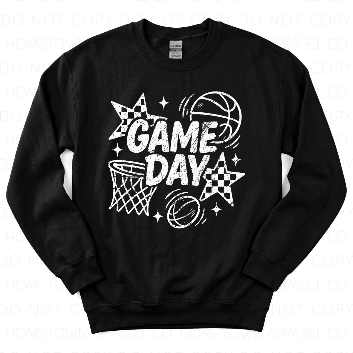 Retro Checkered Basketball Game Day- Sweatshirt